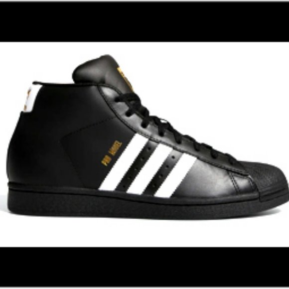 New Men\'s Adidas Originals Superstar Pro Model Athletic Leather Shoes Black/Gold main image 4